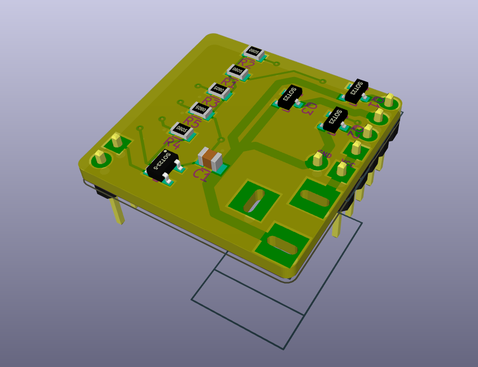 A 3D-rendered PCB with stuff on it.